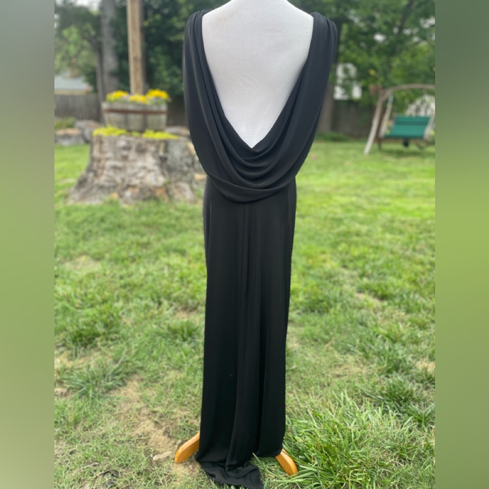 Vintage Tadashi SHOJI BLACK EMBELLISHED FORMAL EVENING GOWN USA Made empire